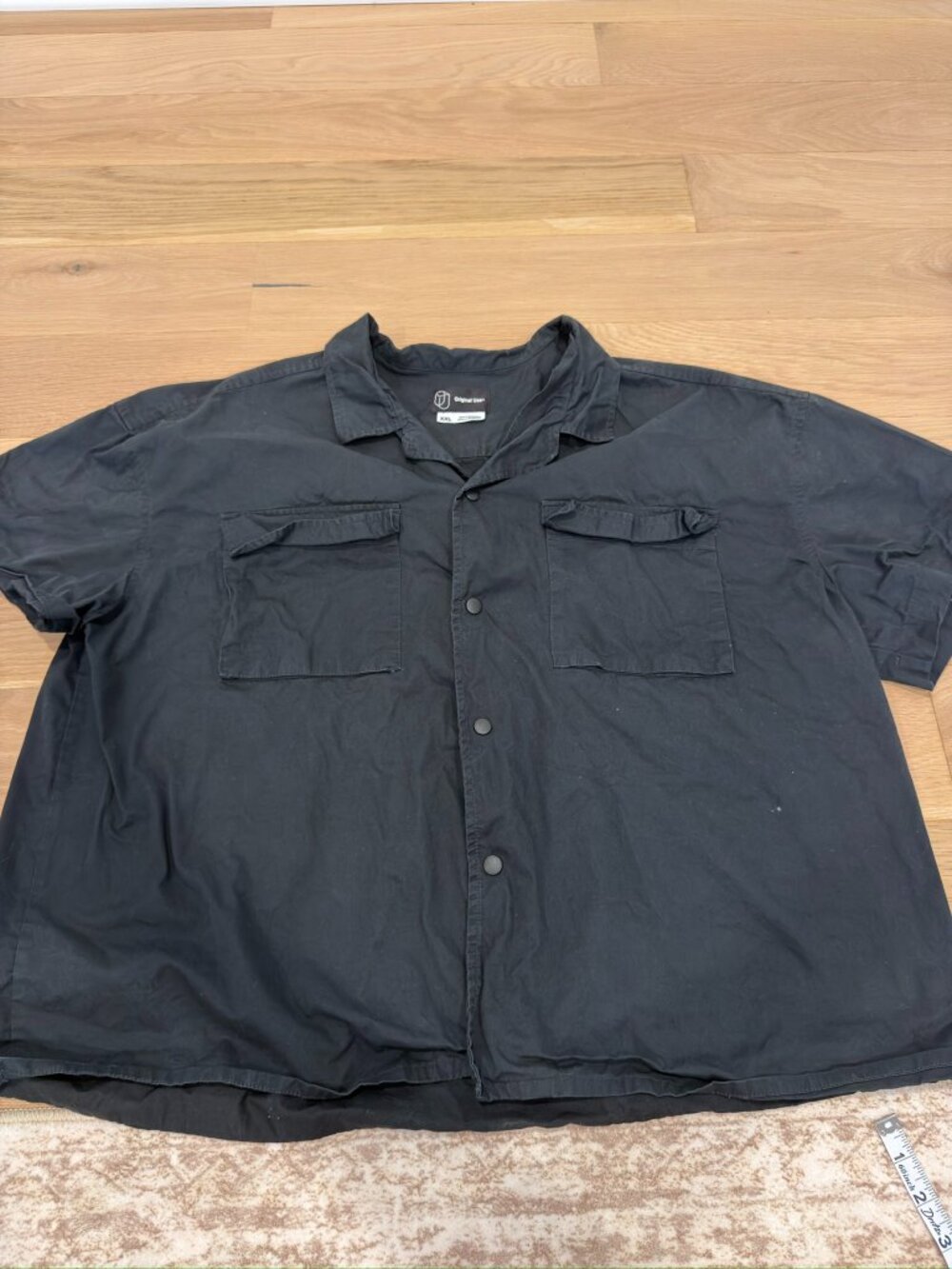 Black utility button down shirt